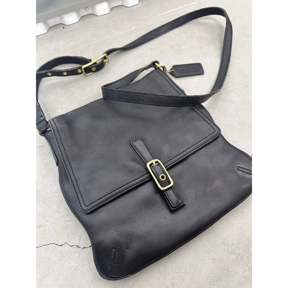 Vintage Coach Legacy, Slim Black Leather Shoulder‎ Bag, Crossbody Purse